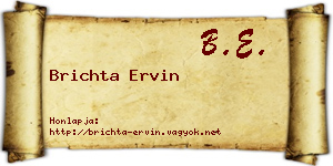Brichta Ervin névjegykártya